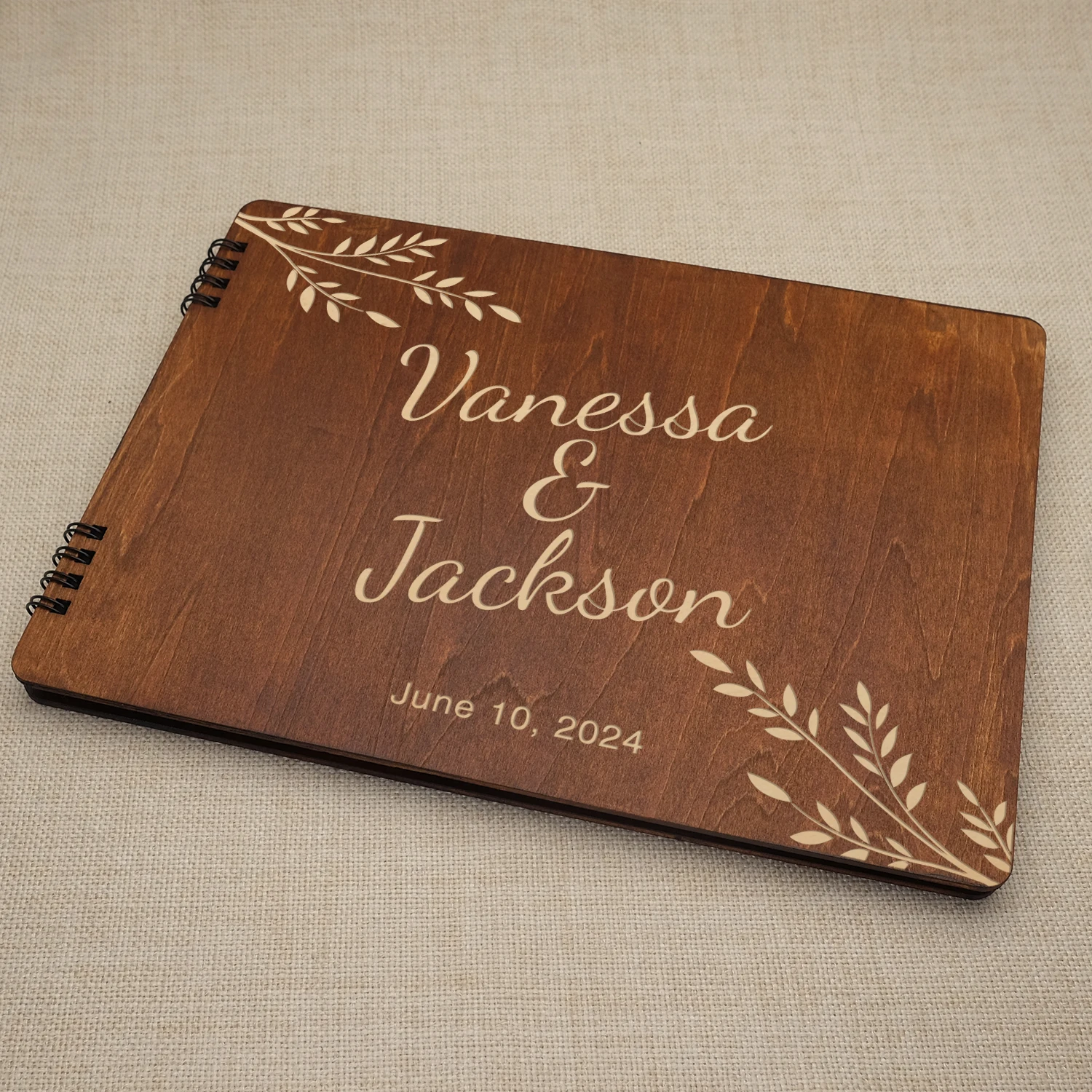 Libro de invitados de boda de madera, grabado con láser personalizado, perfecto para fotos y mensajes de corazón, fotomatón, álbum de fotos