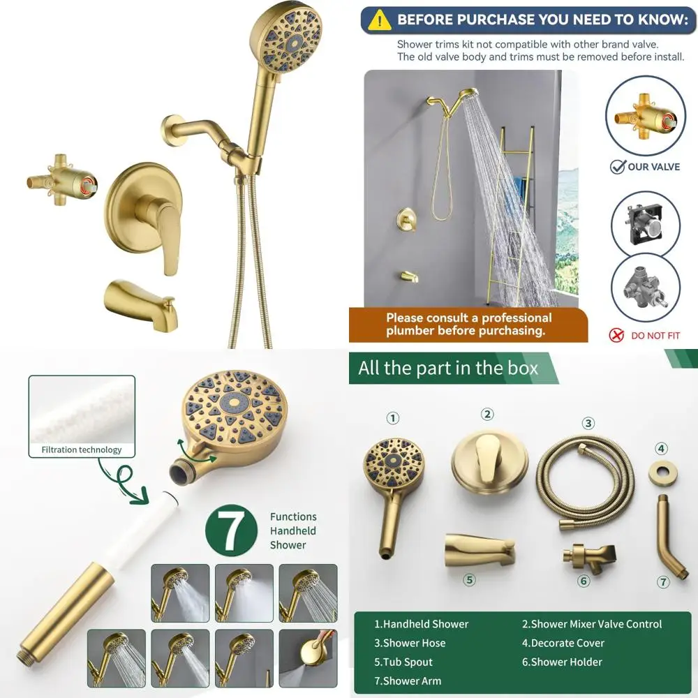 

Complete Tub and Shower Faucet System with Handheld Shower Head and Tub Spout for Enhanced Bathroom Experience