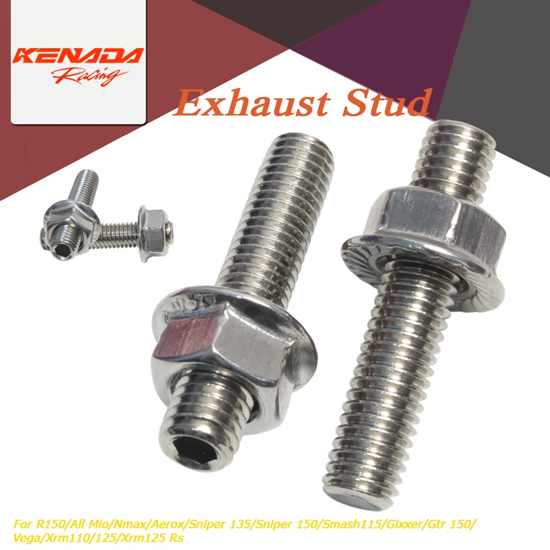 1/2pcs Exhaust Stud Bolt Stainless For R150/All Mio/Nmax/Aerox/Sniper 135/Sniper 150/Smash115/Gixxer/Gtr 150/Vega/Xrm110/125