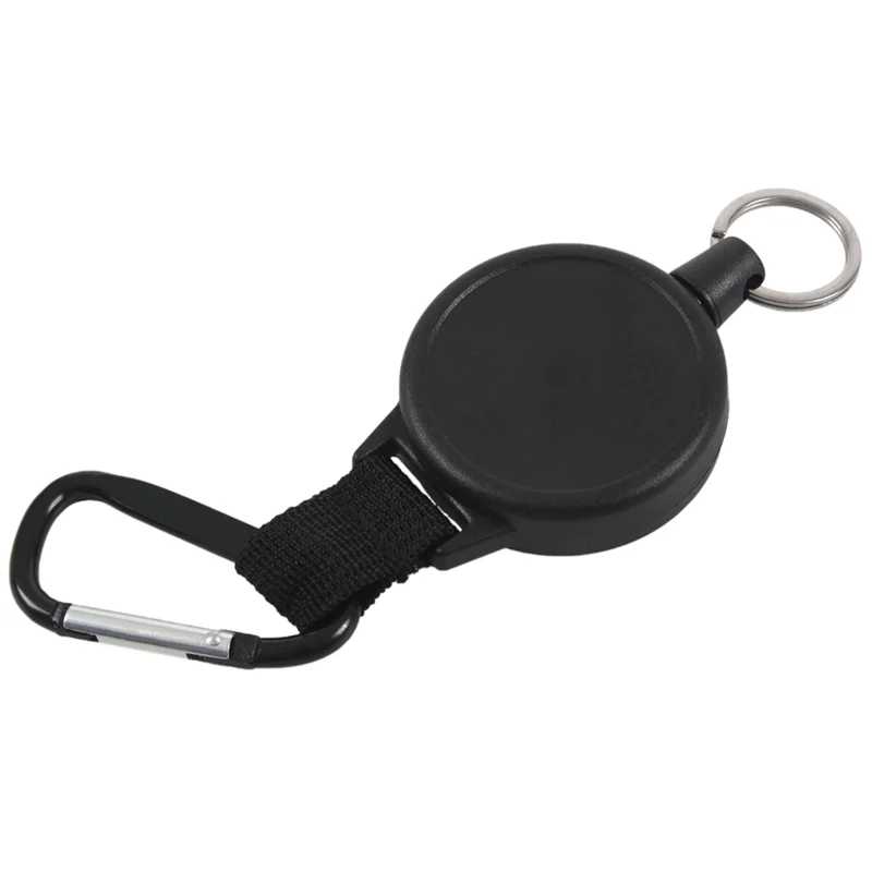 【NEW】5X Heavy Duty Retractable Key Chain & Badge Reel Holder Carabiner Clip - Swivel-Back Extractable