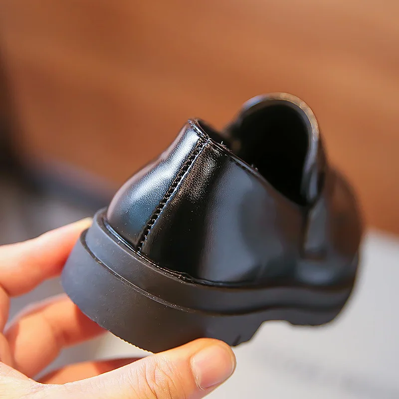 Kind Brittannië Lederen Schoenen 2023 En Najaar Nieuwe Koreaanse Jongens Black Uk Uniform School Schoenen Slip-Op Casual meisjes Loafers