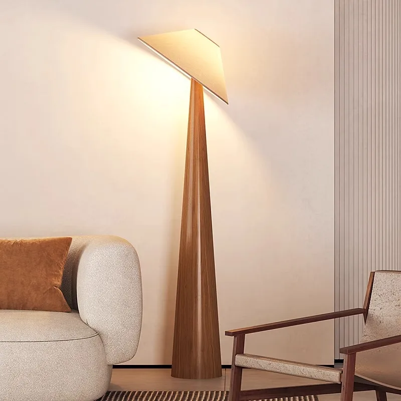 

Medieval floor lamp living room log wabi Japanese style bedroom study Chinese style homestay zen tea room vertical desk lamp