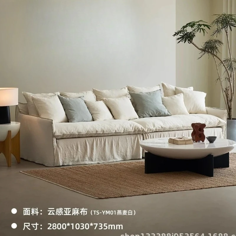 

X-S Fabric sofa down wind small apartment removable and washable natural wind linen three people