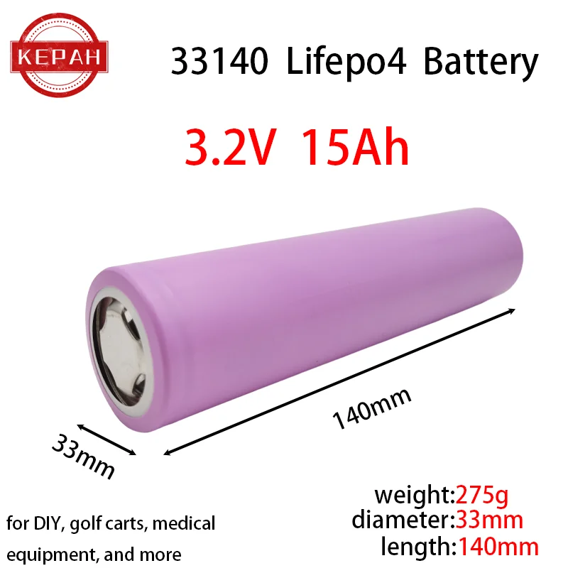 33140 Lifepo4 Battery 3.2V 15Ah for DIY 4S 12V 24V 36V 48V ebike e-scooter power tools Electric motorcycle Battery Pack