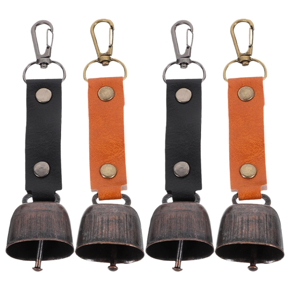 

4pcs Outdoor Pendant Keychain Bear Bells for Hiking Camping Metal Cowbell Pu Aluminum Alloy Bike Bell Anti Bear Small Bell Charm