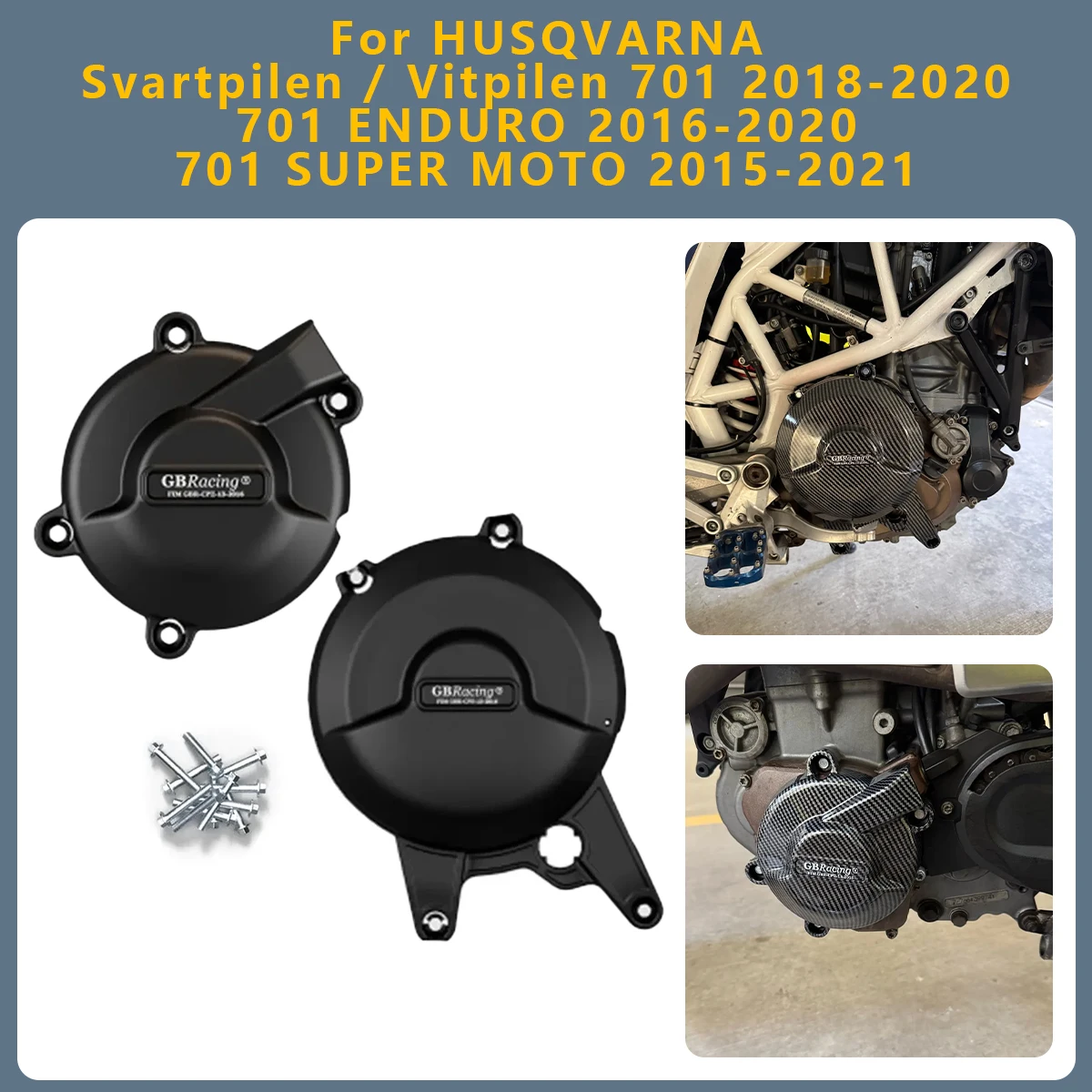 

Motorcycles Engine Cover Protection Set For HUSQVARNA Svartpilen Vitpilen 701 2018-2020 ENDURO 2016-2020 SUPER MOTO 2015-2021