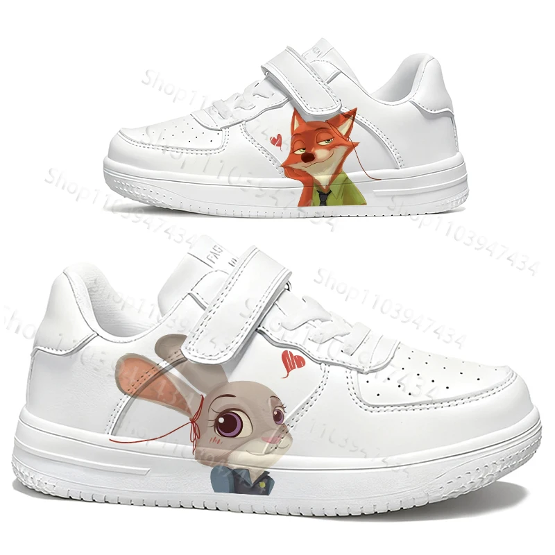 

Zootopia Judy Nick повседневная обувь для пар для мальчиков и девочек, хит продаж, милые модные кроссовки для кампуса, белые туфли с 3D принтом граффити