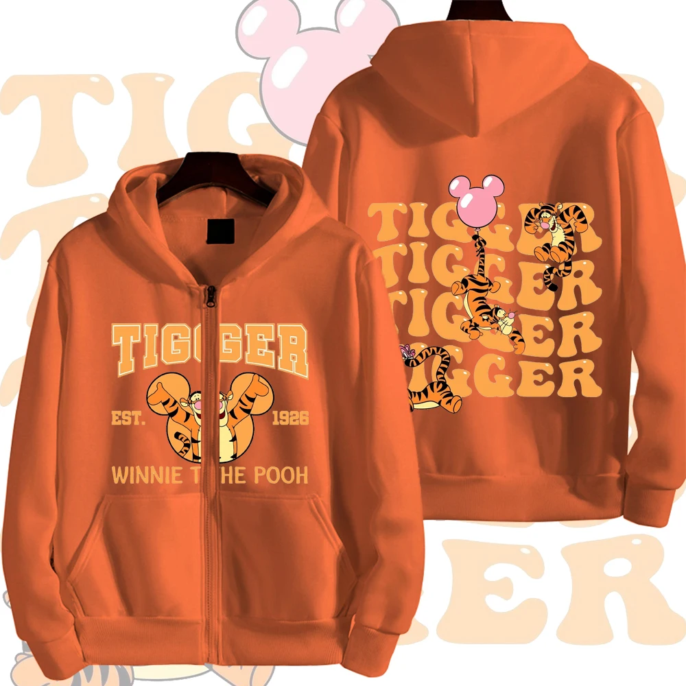 Moletom com Zíper para Homens Winnie The Pooh Tigger, Moda Nova 2026, Suéter para Mulheres, Jaquetas de Casal para Primavera e Outono