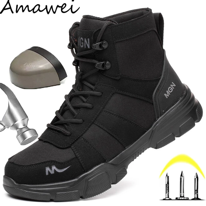 Men Shoes Women Boots Work Boots Anti-smashing Steel Toe Cap Lightweight Warm Shoes Indestructible Safety Shoes Work Shoes