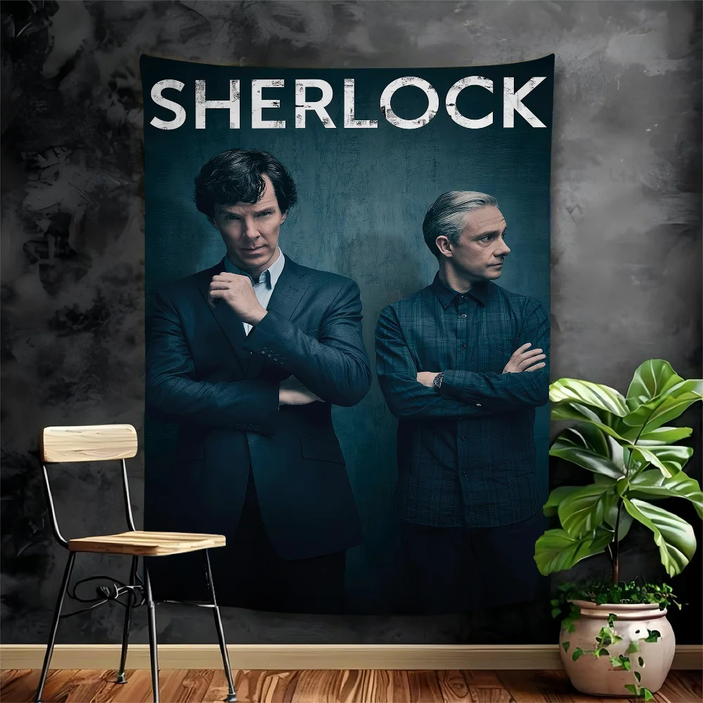 S-Sherlock H-Holmes Printed Large Wall Tapestry Art Science Fiction Room Home Decor Decor Blanket