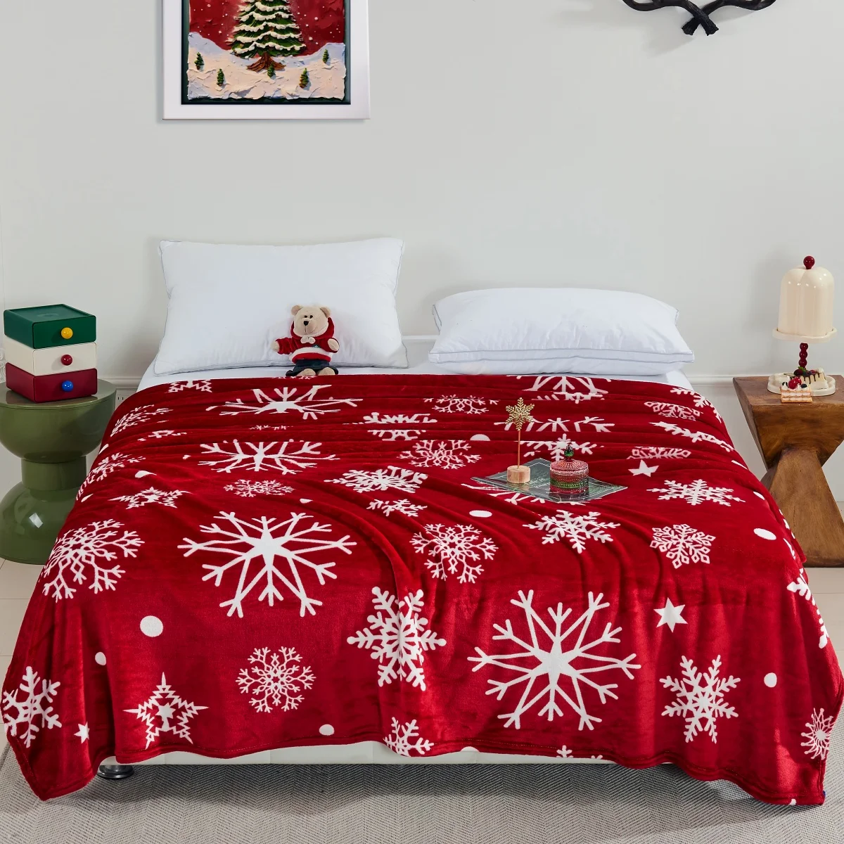 Christmas Style Double-sided Velvet Blanket Queen King Size Suitable for Autumn Winter Milk Velvet Quilt Queen King Size