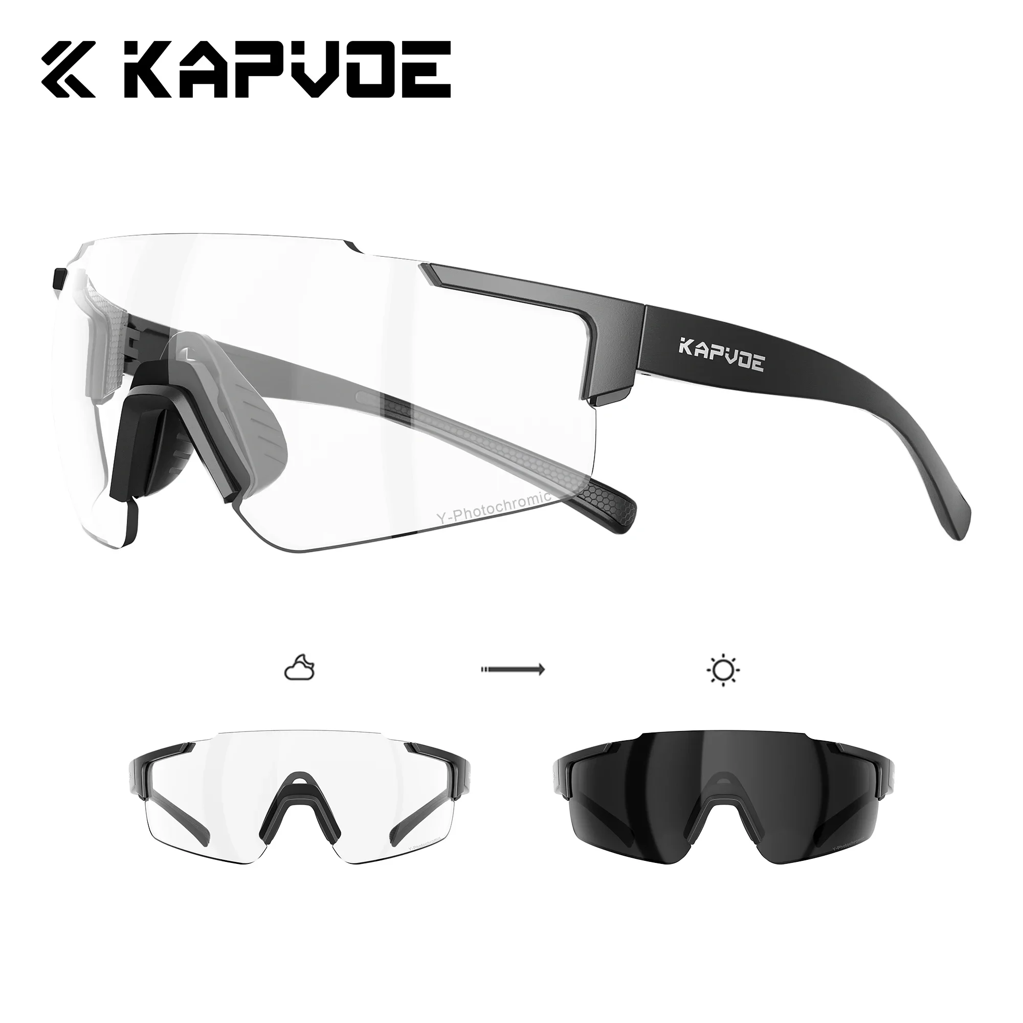 Kapvoe Men Photochromic Mountain Outdoor Bike Sunglasses Cycling Glasses for Women Driving Bicycle Cycling Women Sports Goggles