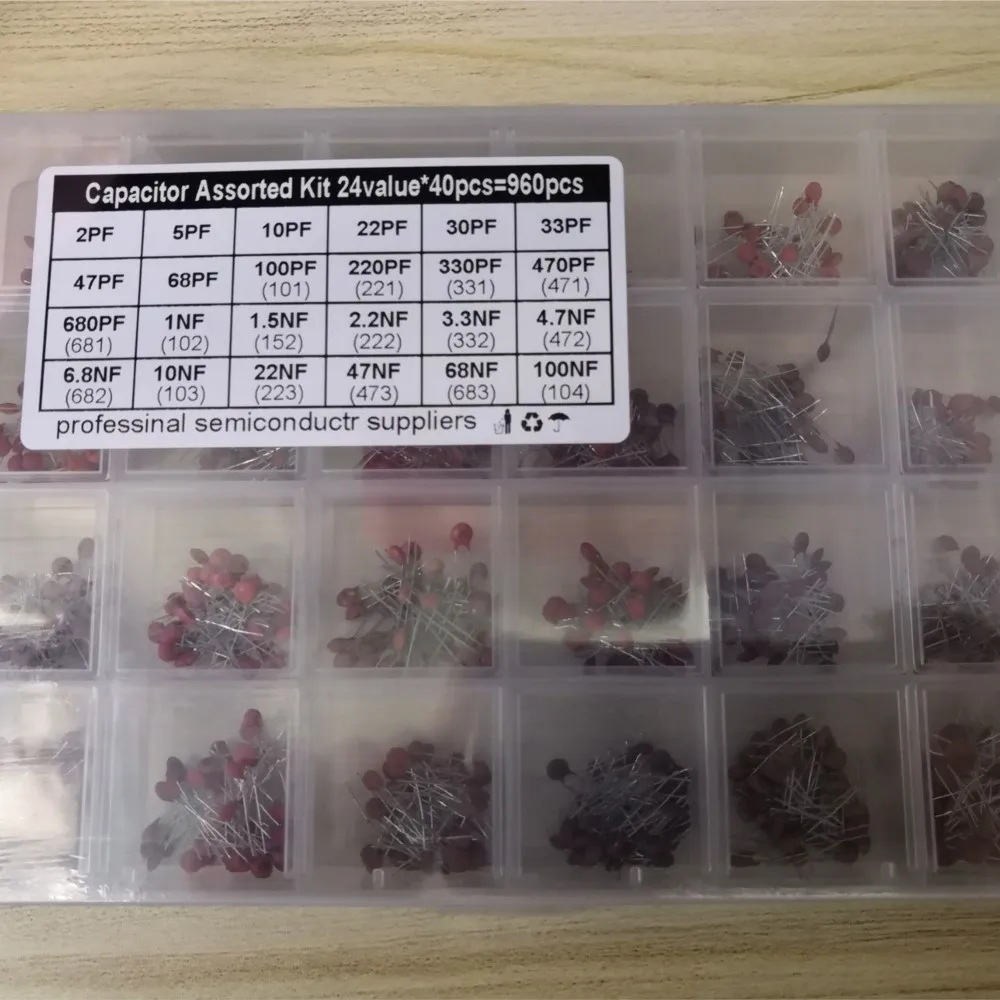 960CS=24Values*40pcs Ceramic Capacitor Kit  2PF To 100NF 472 682 223 473 683 103 104 101 102 222 332 221 331 471 68  22PF NF 