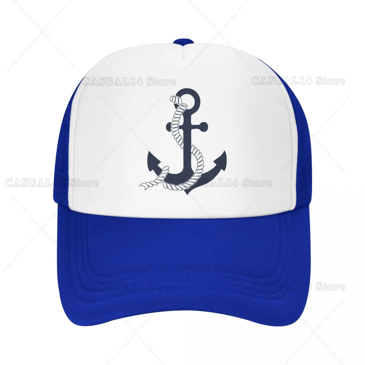 

Nautical Blue Anchors Mesh Baseball Cap Men Women Hip-Hop Captain Sailor Hats Breathable Snapback Caps Sports Cap