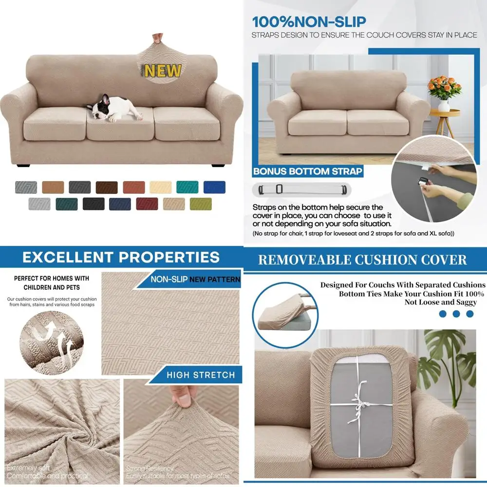 

Толстый эластичный чехол для дивана на 3-х подушек — мягкий противоскользящий чехол для защиты собак и кошек