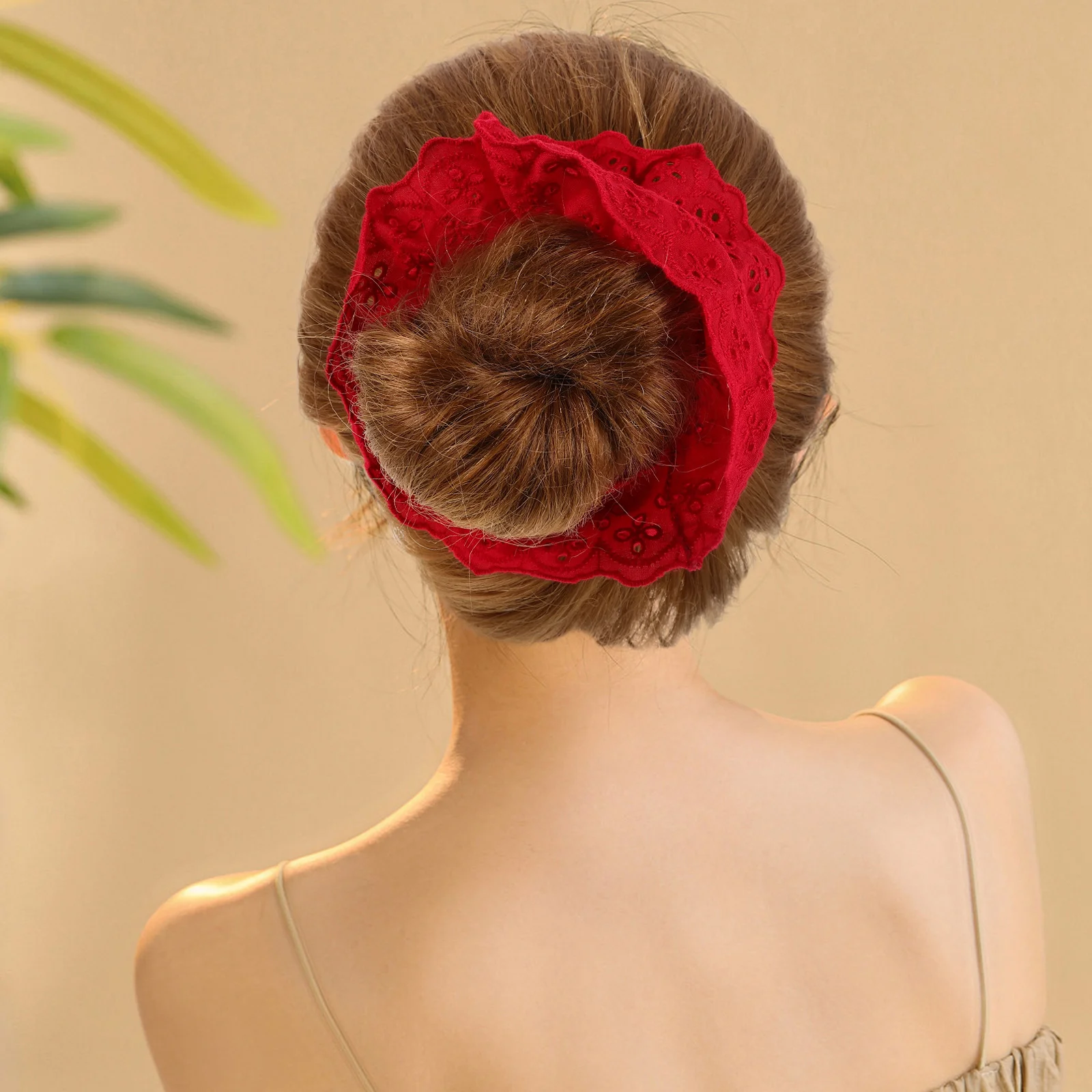 

Lace Hair Accessories Oversize Jumbo Rope Red Fabric Ties Scrunchies Women Elastic Bands Ponytail Holders Embroidery Layer
