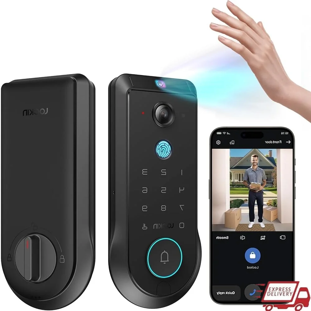 

Biometric Smart Lock 2K 180° Camera Palm Vein Fingerprint Recognition AI Motion Detection Remote App IP65 Weatherproof