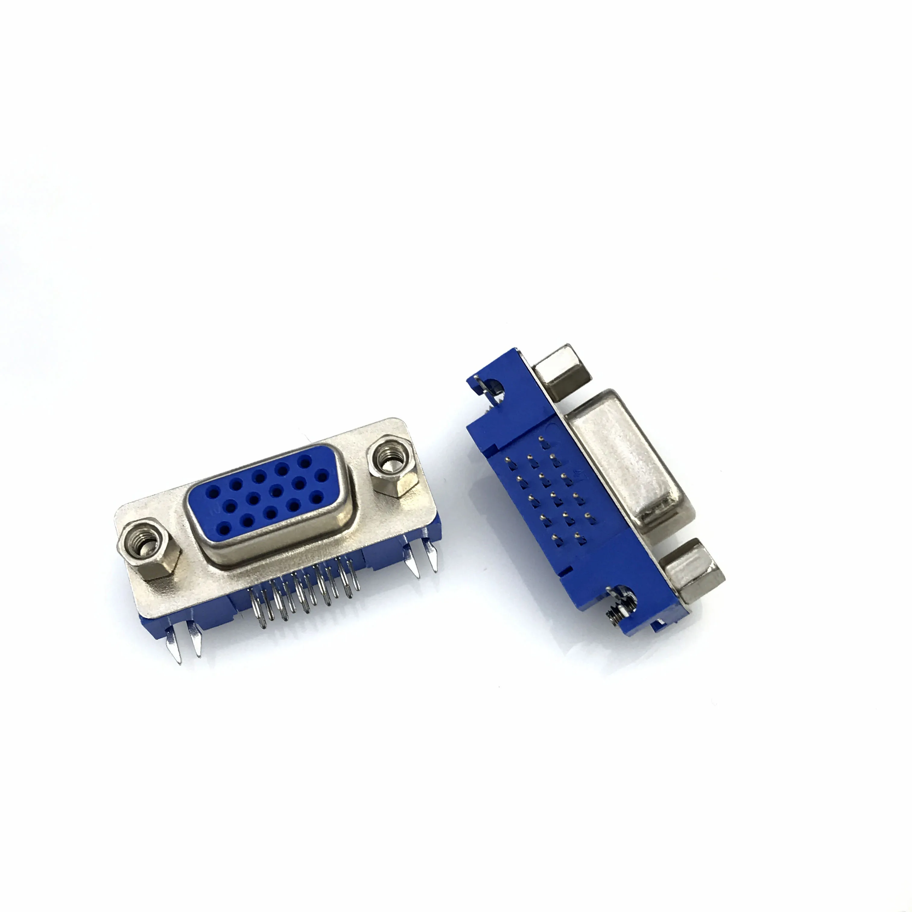 5Pcs/Lot Db15 Dr15 3Rows Blue Parallel Port 15 Pin D Sub Female 15 Way Pcb 90 Degree Connector Db15 Socket Plug Vga Adapter
