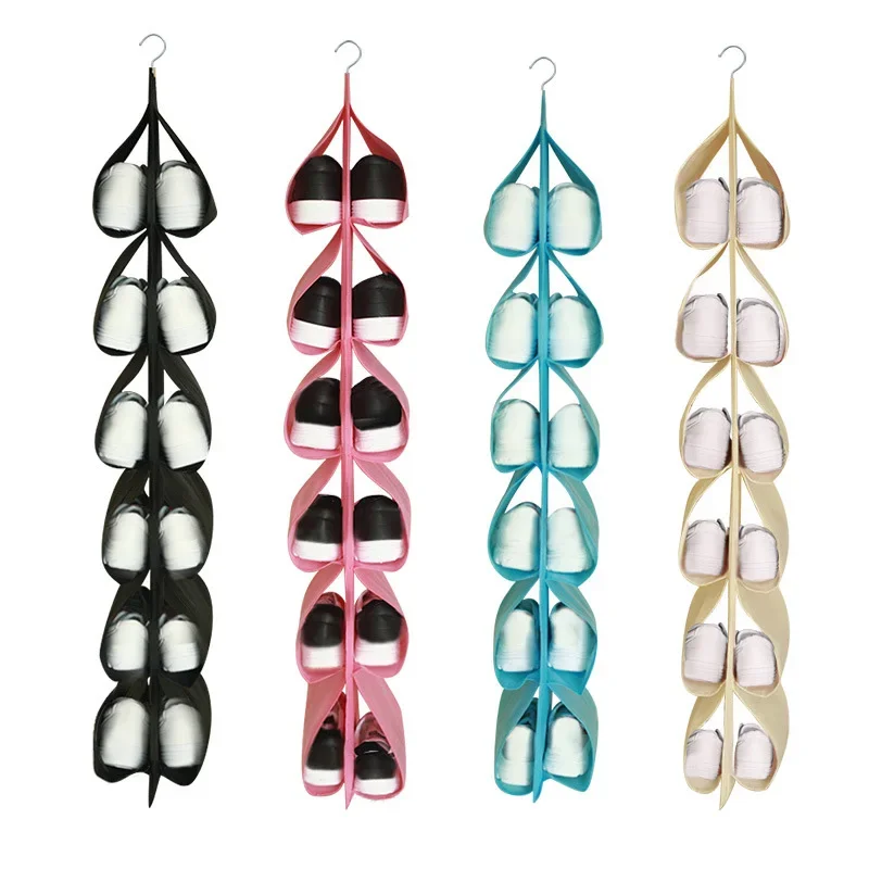 1pc Schuhe Lagerung Hängen Tasche Schuh Lagerung Tasche Vlies Stoff Multi-schicht Faltbare Kleiderschrank Schuh Halter Kleiderschrank veranstalter