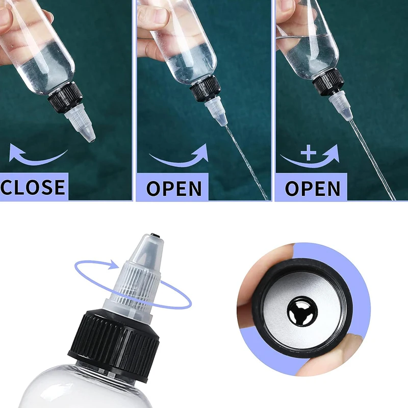 10PCS 30ml/60ml/100ml/120ml Plastic Refillable Bottle PET Oil Liquid Dropper Bottles Twist Top Cap Tattoo Pigment Ink Containers