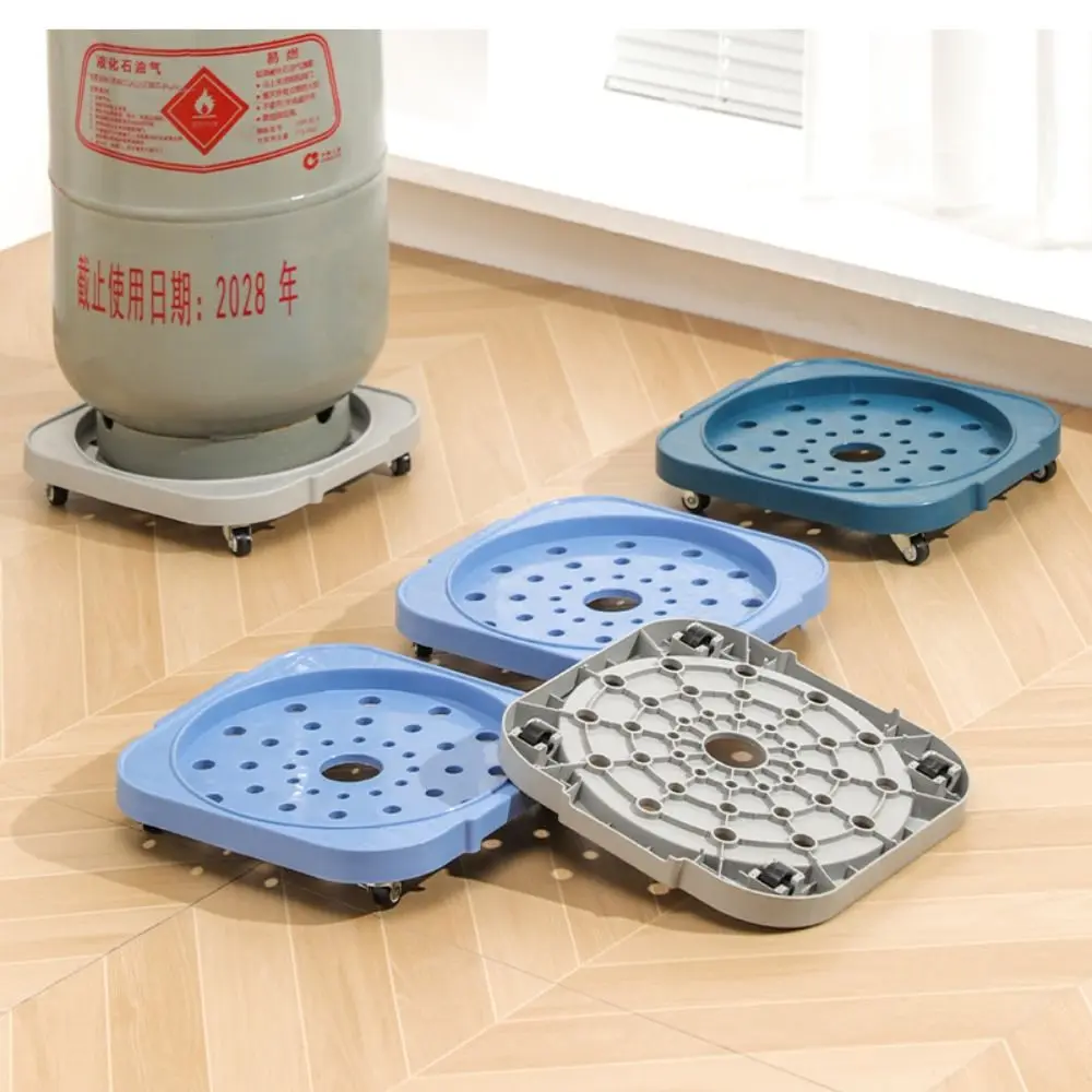 PP Gas Cylinder Dolly Rolling Wheels Perforated Platform Flower Pot Tray Raised Base Easy Mobility Water Bucket Cart