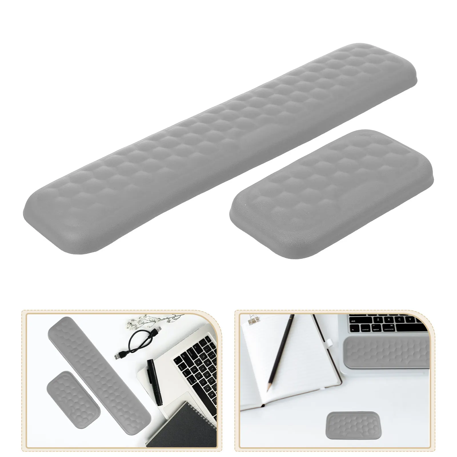 1Set Ergonomic Keyboard Wrist Rest with High Density Foam Support Large Coverage Mouse Pad Minimalist Solid Color Office Desk
