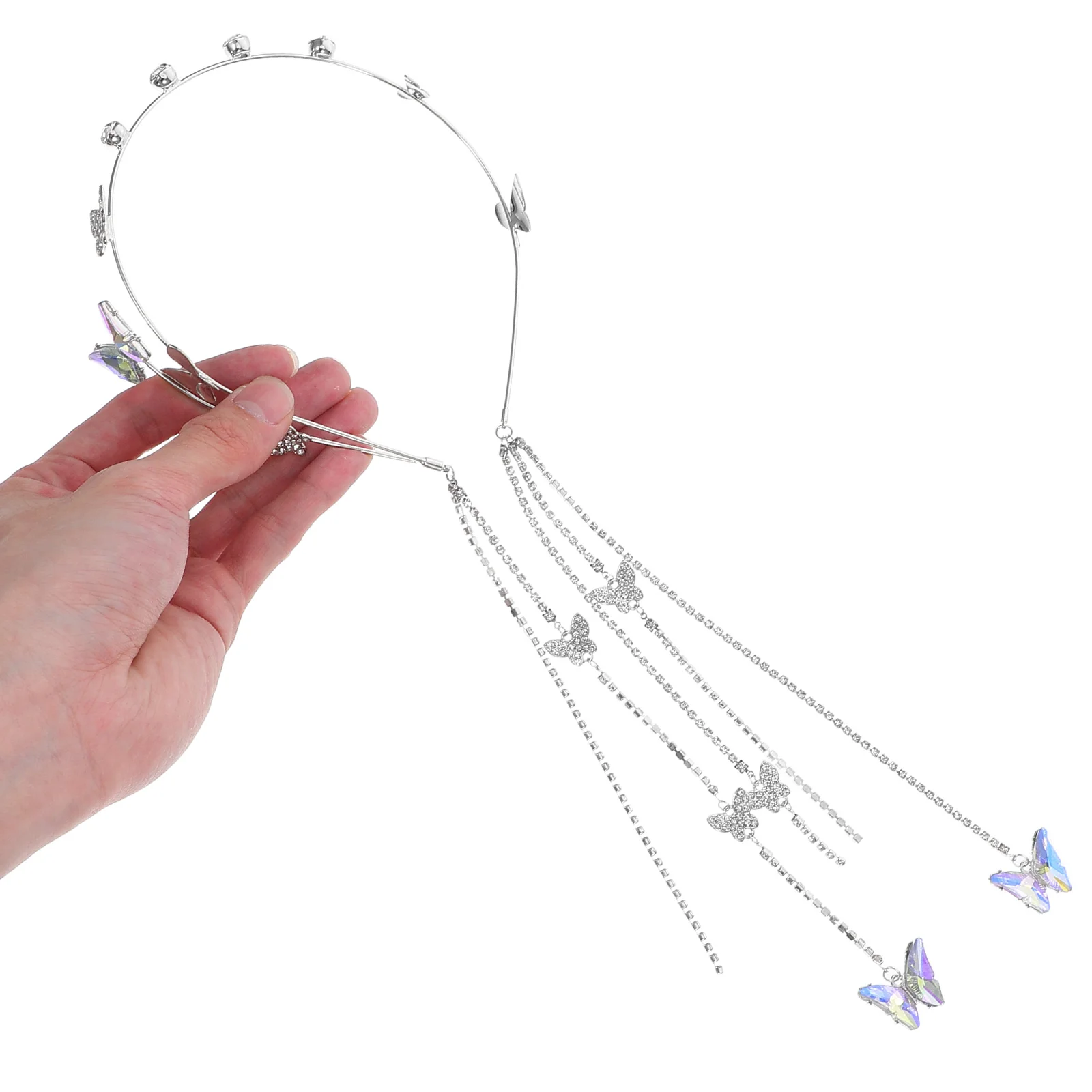 

Zircon Crystal Butterfly Tassel Headband Chic Hair Accessory for Women Elegant Head Jewelry for Wedding Proms Tassel Headband
