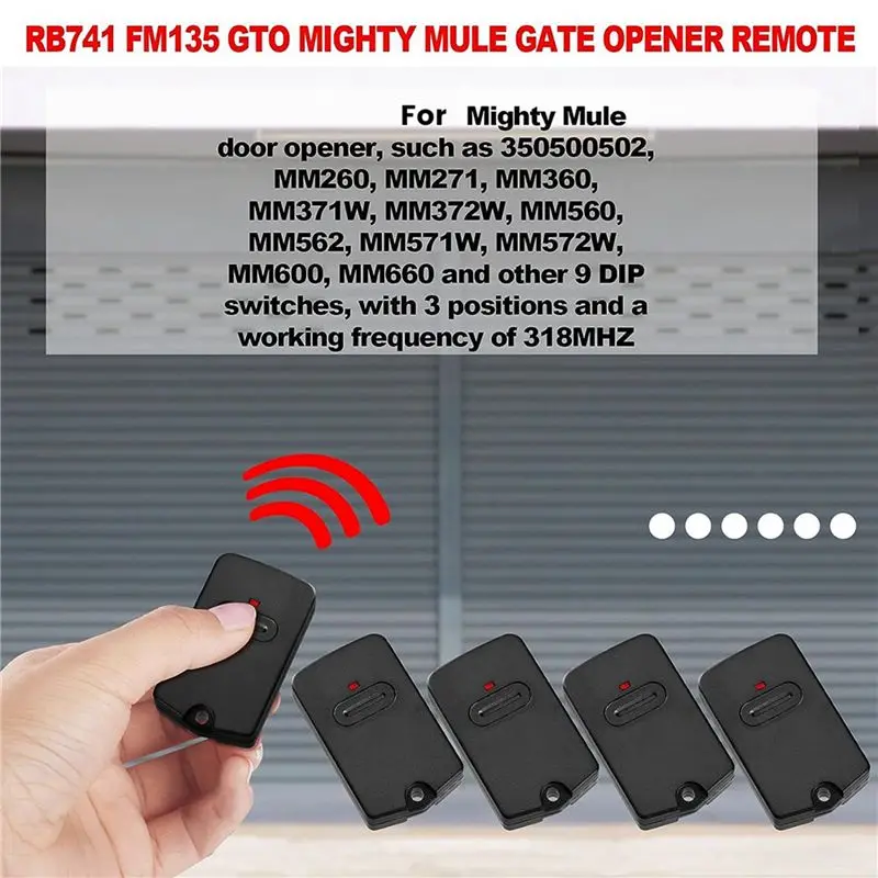 ABKN Gate Opener Remote RB741 FM135 for GTO Mighty Mule Single Button Garage Door Transmitter 8-Pack