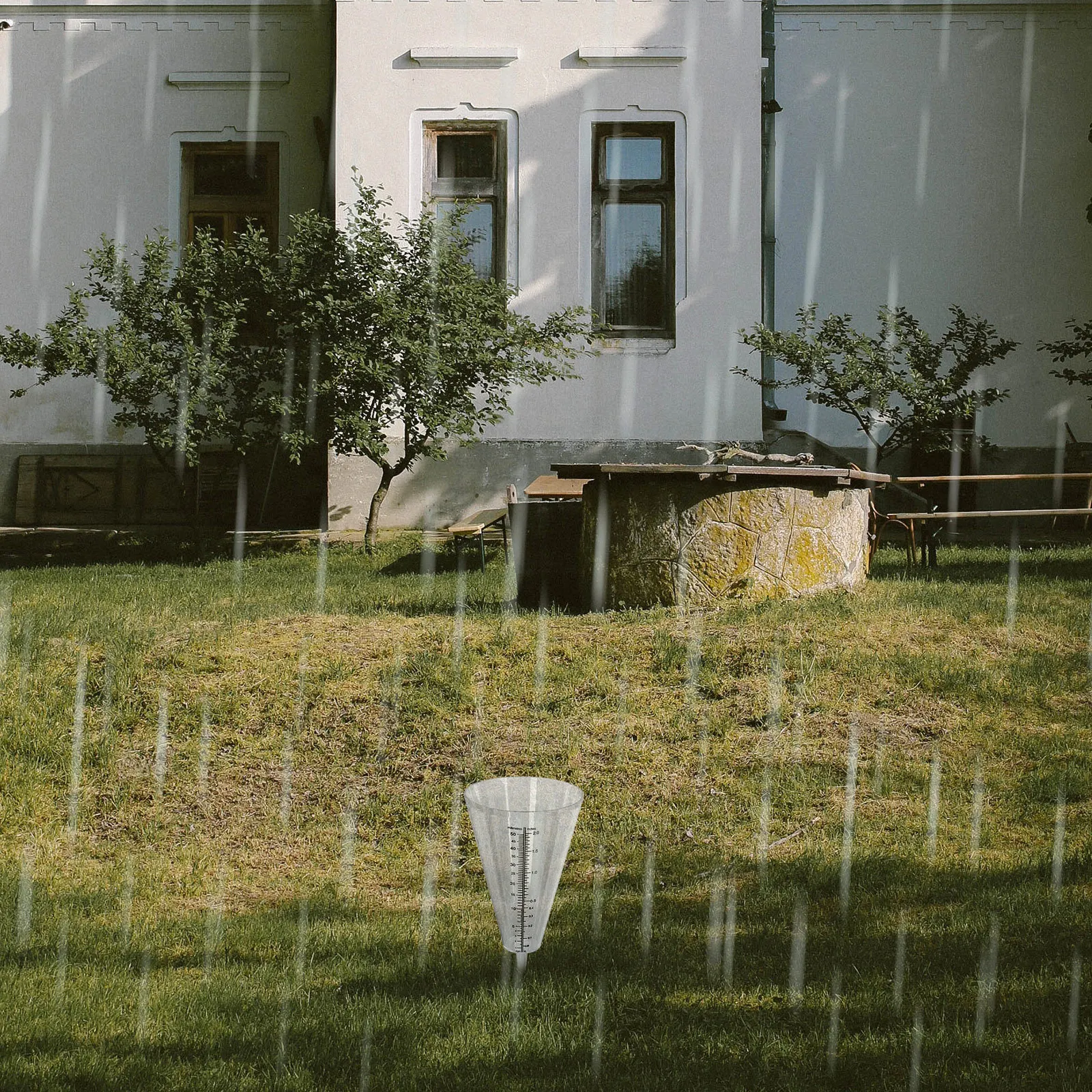 

1Pcs Rain Gauge Cone Shape Transparent Plastic Rainfall Meter for Farming Garden Outdoor Monitoring Rain Gauge