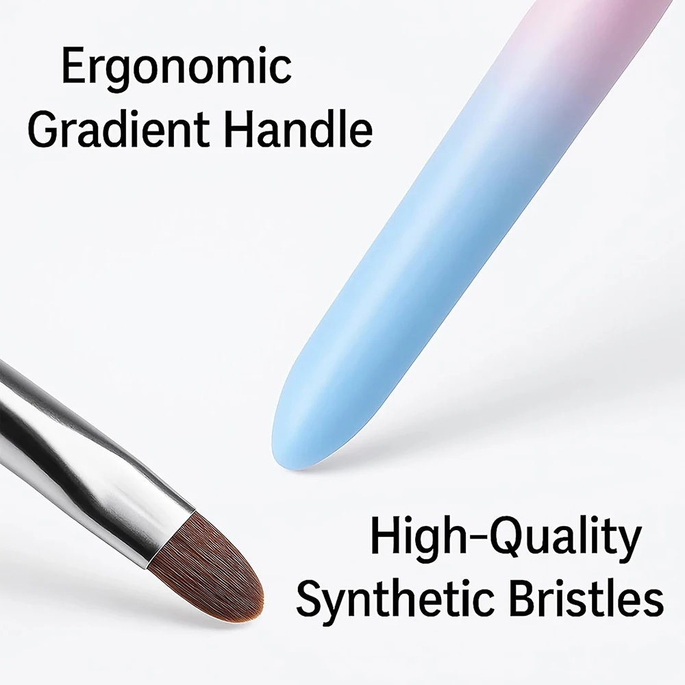 3PCS Set Nail Flat Angled Oval Brush for Manicure DIY Painting Carving Gel Polish Gradient Handle Brushes Nail Art Extensions