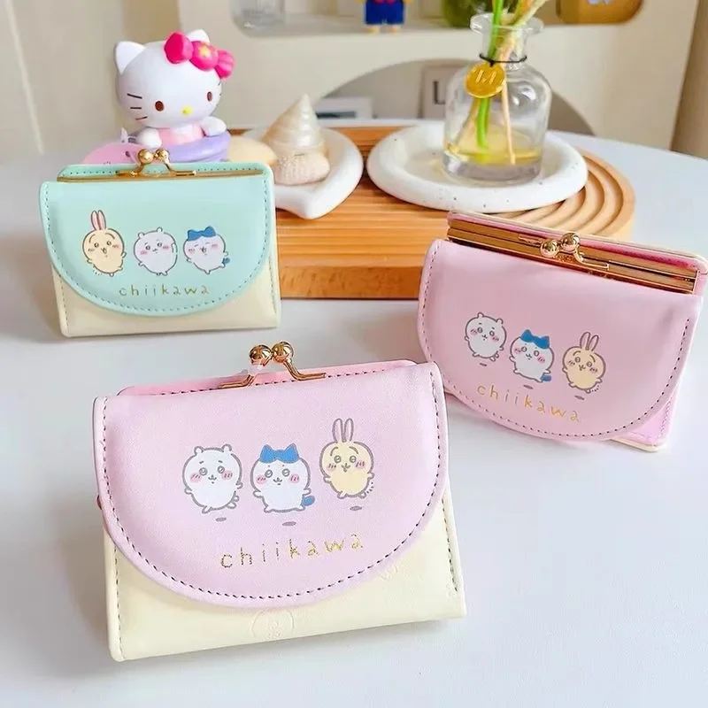 

Chiikawa Anime Kawaii Sanrio Sweet Ins Fashion Purse Cute Cartoon Miniso Short Card Storage Bag Wallet Lovely Gifts for Girls