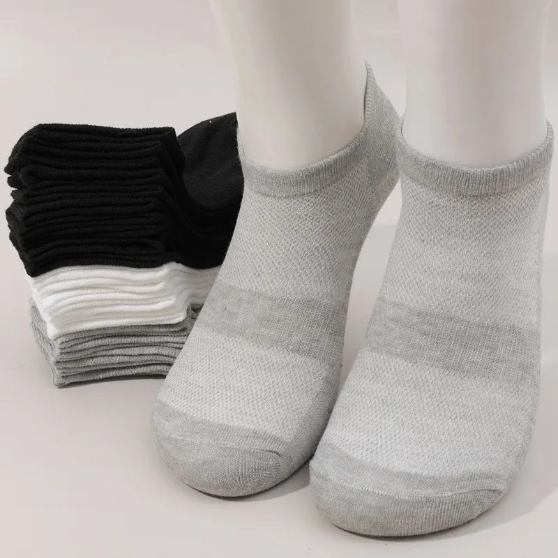 5Pairs Soft Hollow-out Mesh Athletic Ankle Sock Breathable Solid Color Sweat-absorbent Anti-odor Anti-athlete’s Foot Sport Socks