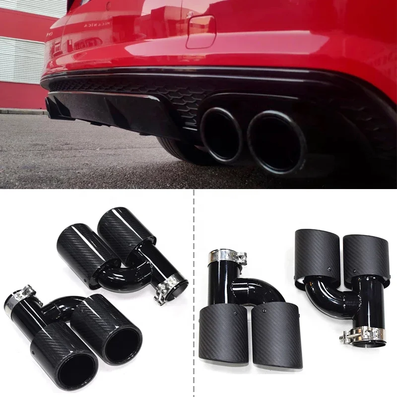 SYPES Car Stainless Carbon Fiber Exhaust Tip Muffler Tip Exhaust Pipe for audi A3 A4 A5 A6 A7 S3 S4 S5 S6 S7 RS3 RS4 RS5 RS6 RS7