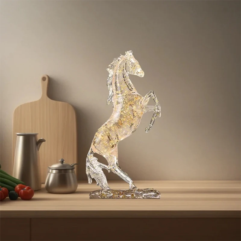 oo-Creative Transparent Horse Statue Resin Animal Figurine Model Modern Home Decor Living Room Office Desktop Ornaments Gift