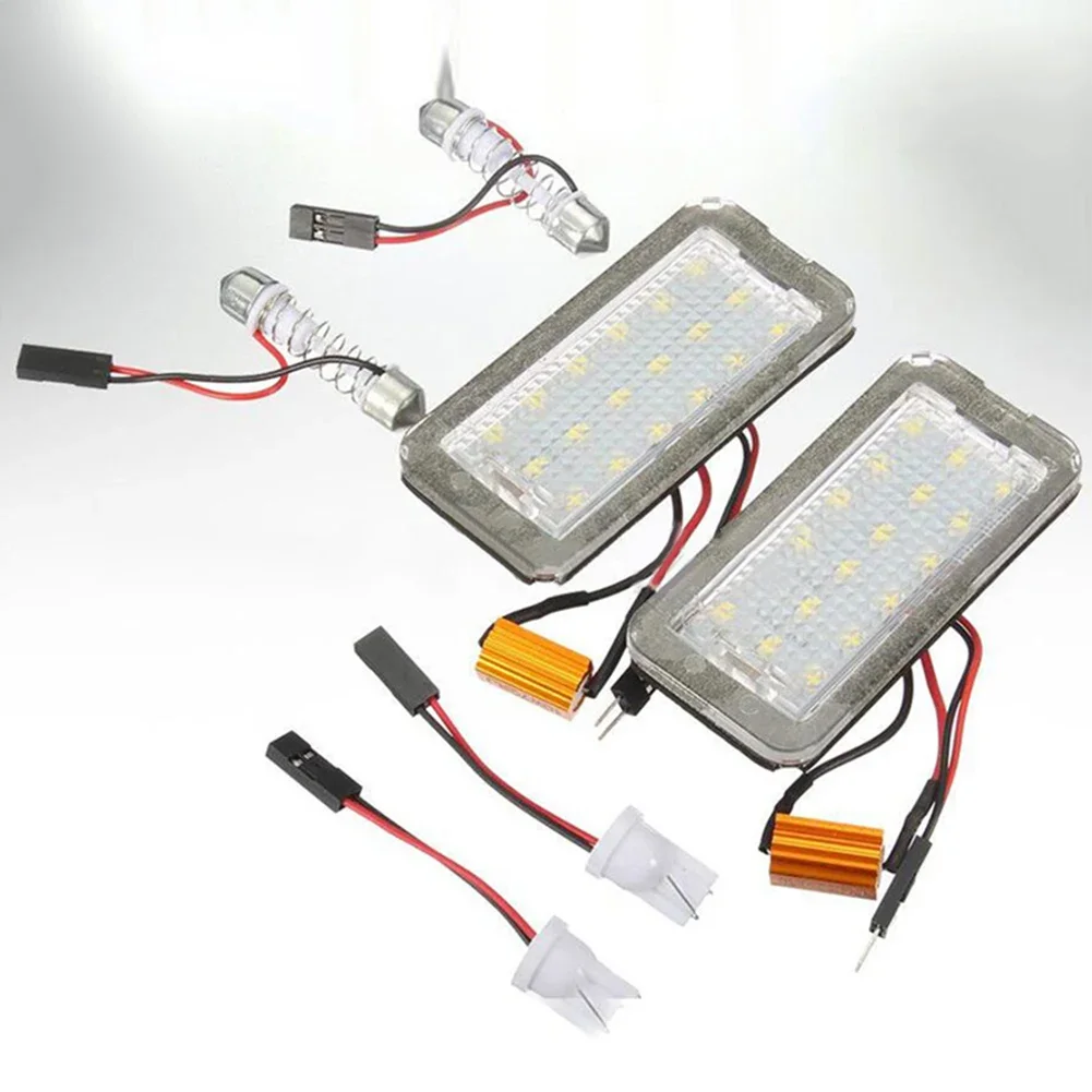 2pcs Car LED License Number Plate Lamp Lights Rear Tag Lamp 8-30V 6500K 1.44W White For 500C 09-15 Auto Accessories