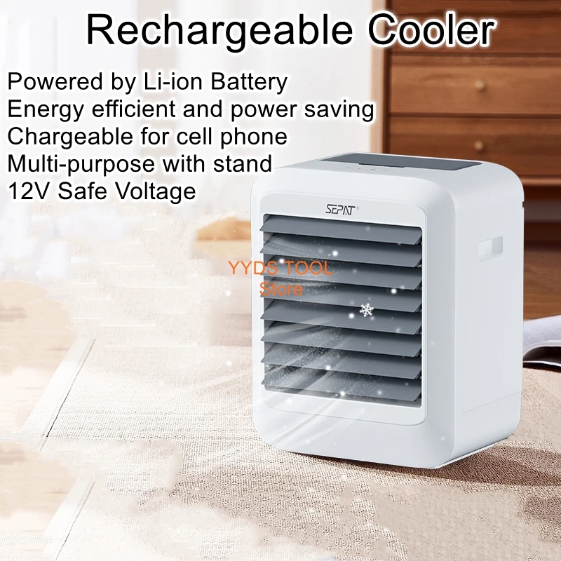 

Outdoor Tent Camping Portable DC12V 110V Solar Charging Home Air Conditioner Fan Cooler