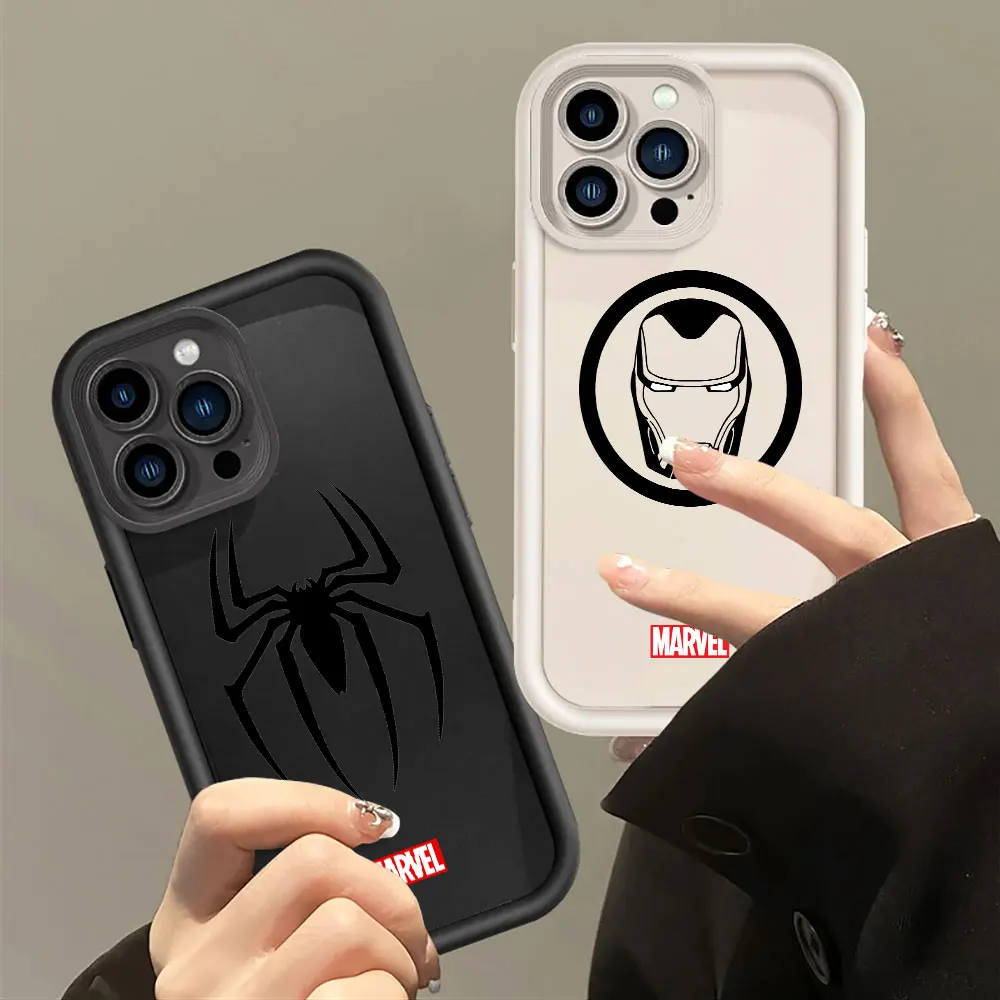 Case for iPhone 11 Pro 14 Plus 15ProMax 12 Pro XR 13 Mini SE 8 7 XS Max Marvel Spider Man Iron Man LOGO Soft Cover