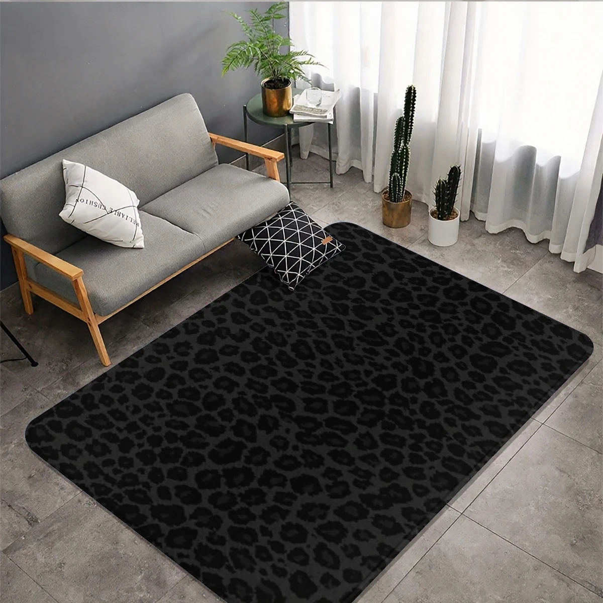 1 Stück Minimalistischer Leopardenmuster Rutschfester Teppich für Wohnzimmer – Detail 6