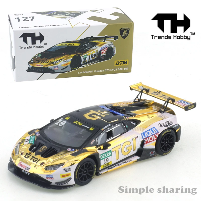 TH 127 Lamborghini Hurricane GT3 EVO2 DTM No. 19 1/64 Cast Aluminum Model Collection Decoration Piece