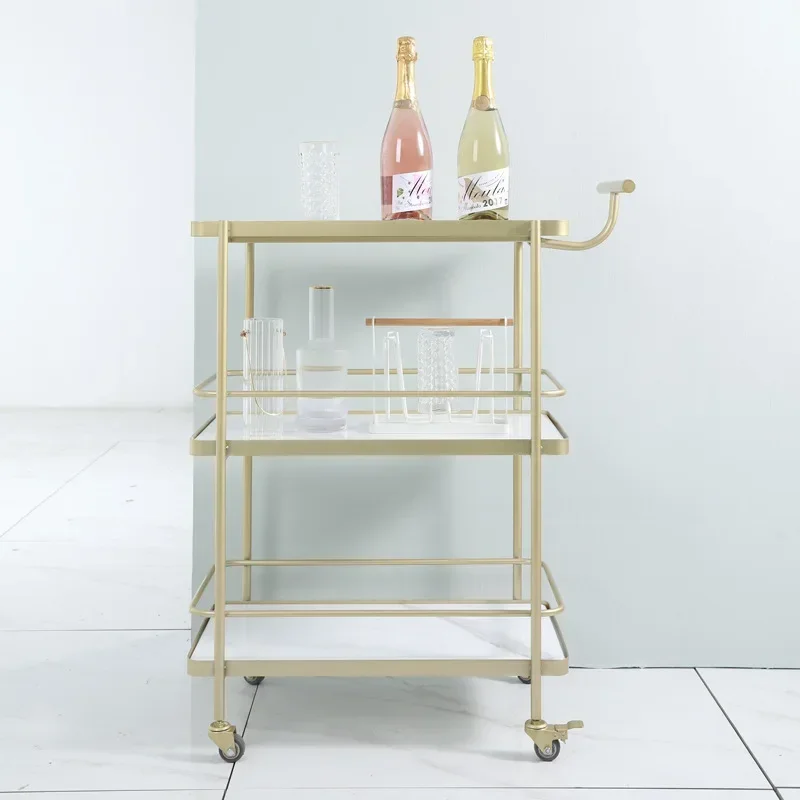 TQH7.2 Modern Mobile Food Cart Wine Internet celebrity trolley Family tea cart Light luxury restaurant food delivery cart