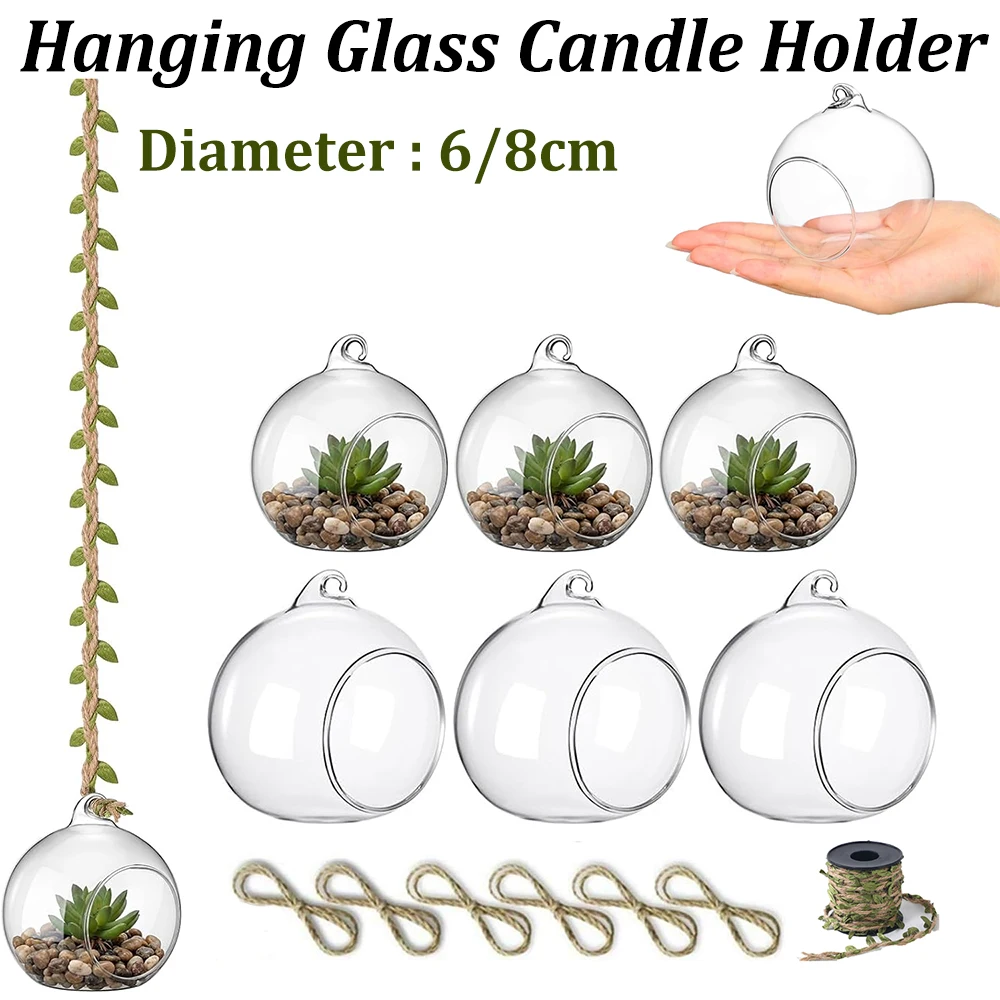 Glass Hanging Orbs Fillable Clear Tealight Holders & Hanging Terrariums DIY Air Plant Holders for Wedding Christmas Home Accents