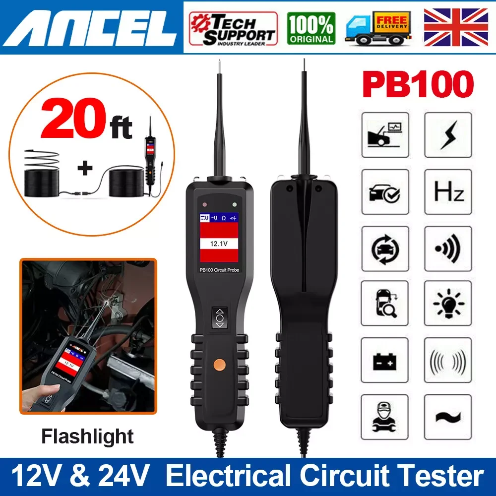 

Ancel PB100 Automotive Circuit Tester Power Circuit Probe Kit Electrical System Mechanical Workshop Tools 24V 12V Power Scanner