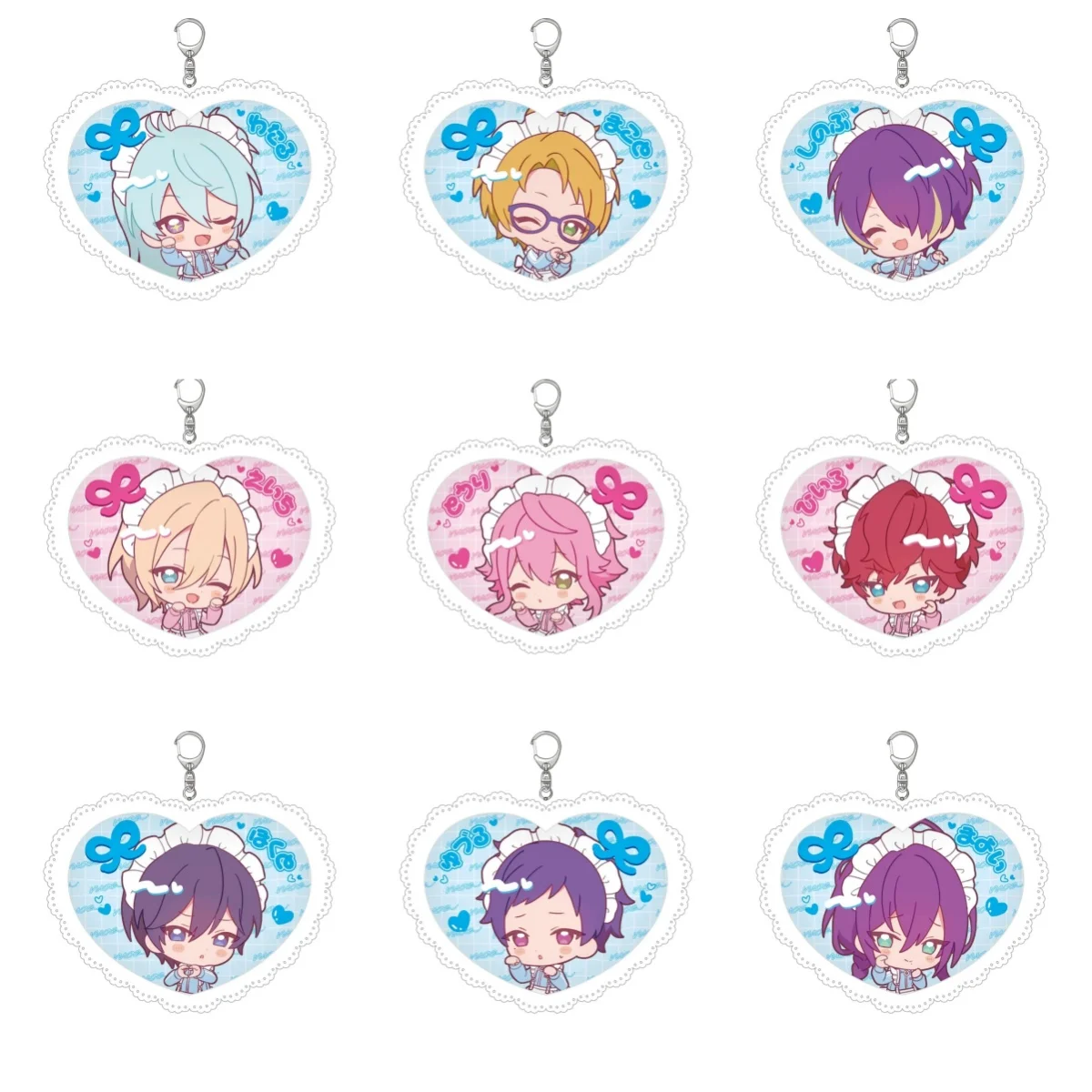 Game Ensemble Stars!! Subaru Akehoshi Hokuto Hidaka Heart Shape Acrylic Pendant Keychains Bag Decorations