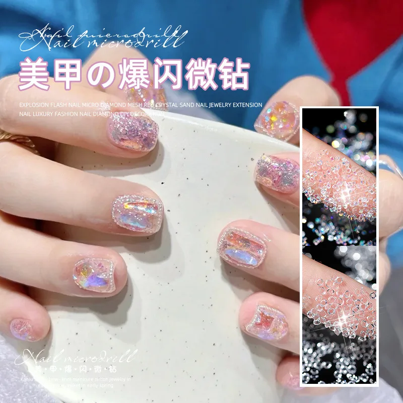 1440 piezas Aurora holográfica micro diamantes-diamantes de imitación redondos transparentes ultra brillantes para diseños de uñas 3D