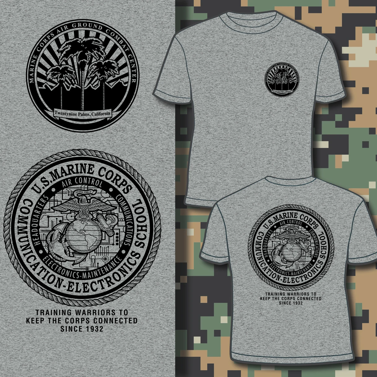 US Marine Corps Air Ground Combat Center - Twentynine Palms, Communication-Electronics School T Shirt 100% Cotton Casual T-shirt