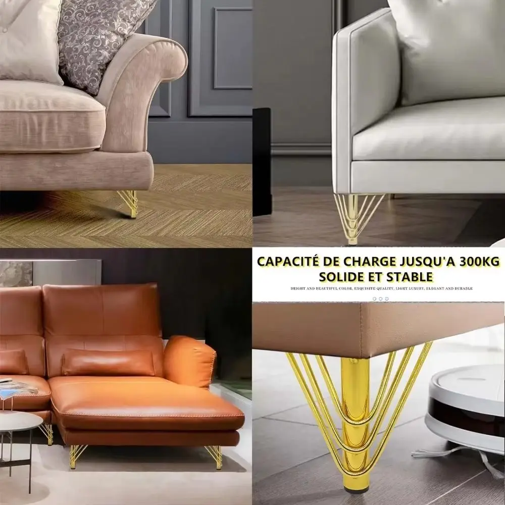 

Golden Color Furniture Legs Thickened Design Triangle Shape Metal Furniture Feet 15cm Height Metal Material
