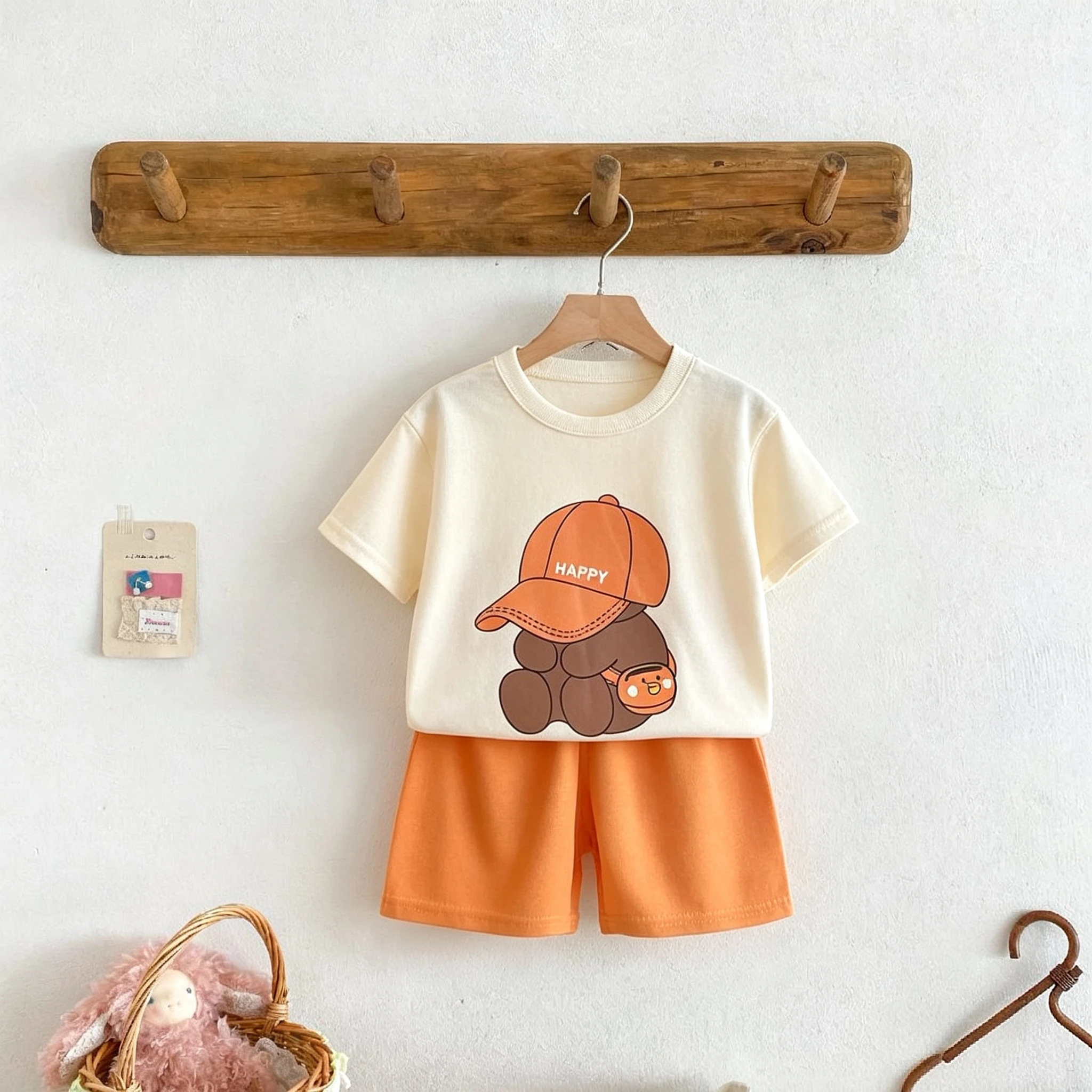 Cartoon T-shirt + Shorts Casual 2 Piece Set Kids Clothes Summer Thin Loose Children's Short Sleeve Suit Baby Girl Boy Tracksuits