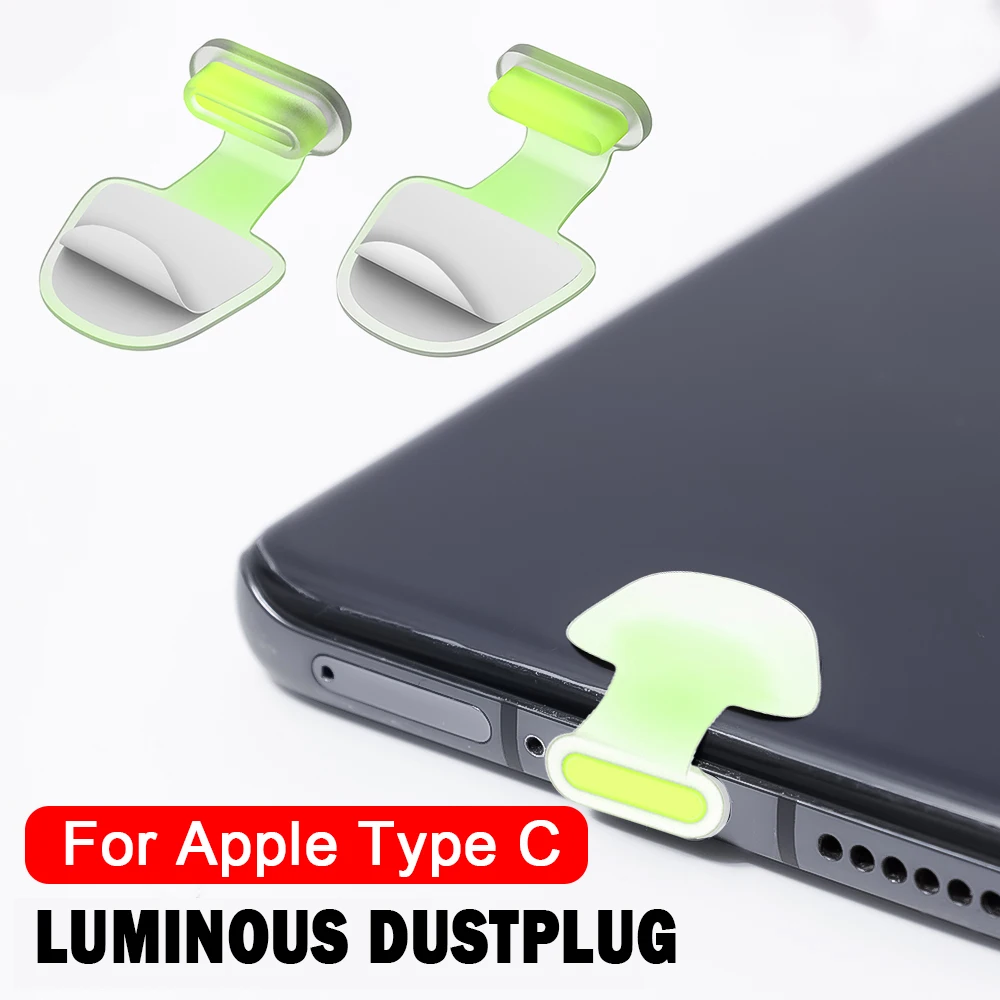 Nieuwe Lichtgevende Stof Plug Lossproof Poort Opladen Dustplugs Voor Iphone Samsung Xiaomi Ipad Tablet Ios Type C Siliconen Dustplug