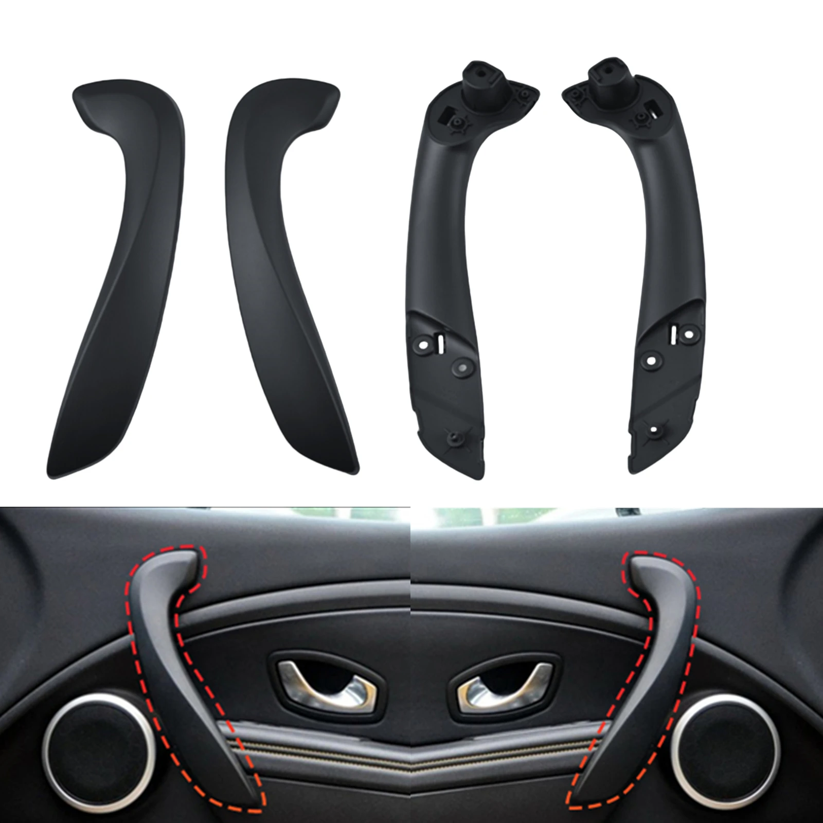 For Megane 3 2008-2016 Front Left Right Side Interior Door Handle (Outer Cover + Inner Cover)