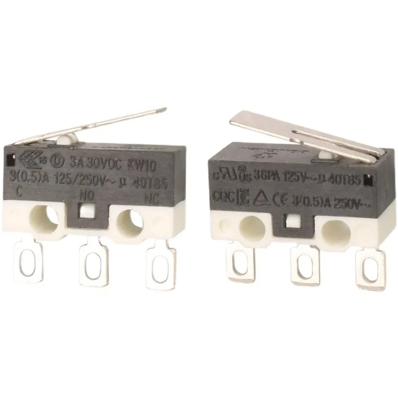 1 piece is suitable for KW10 series 3A/125V, small mouse switch, micro switch stroke limit, 3-pin switch, terminal with holes